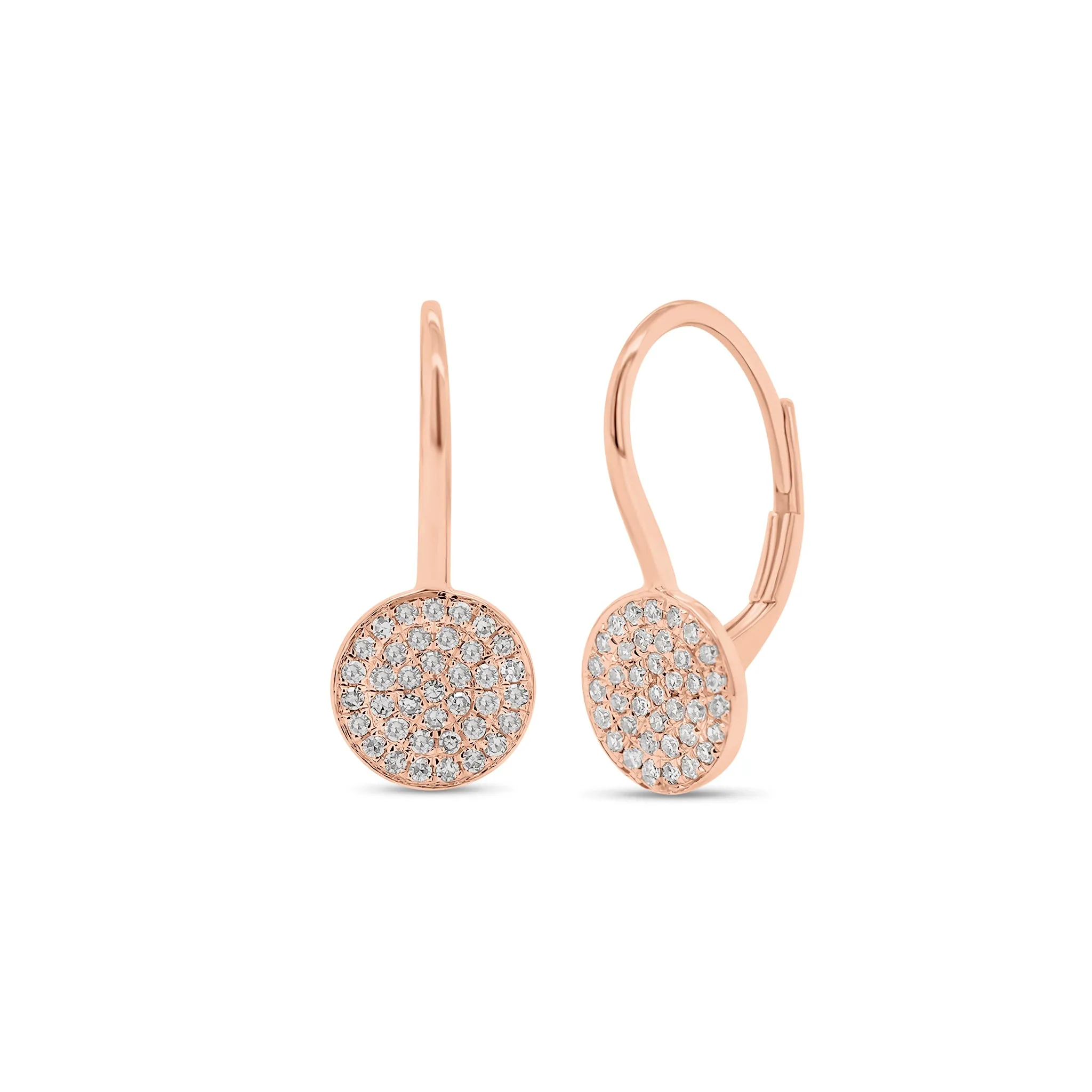 Pave Diamond Disc Lever-Back Earrings