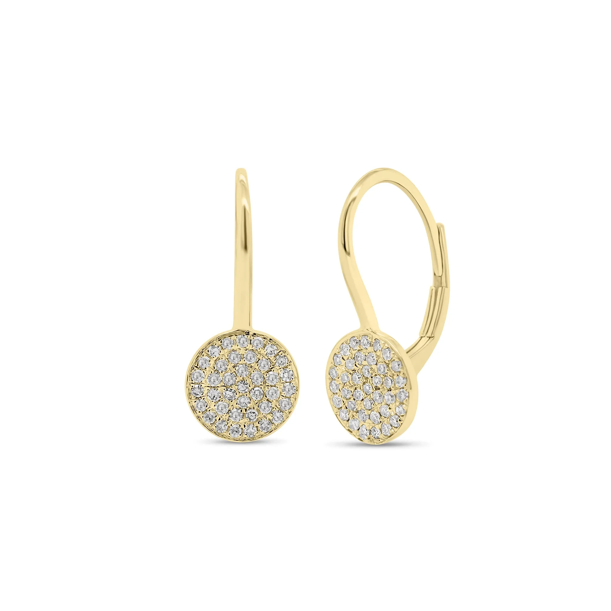 Pave Diamond Disc Lever-Back Earrings