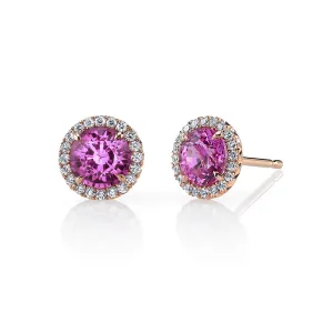 Pink Sapphire and Diamond Stud Earrings