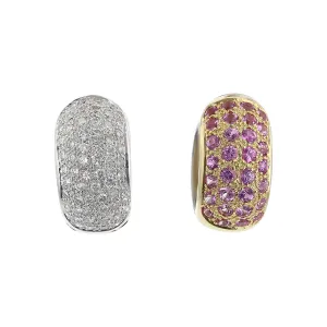 Pink Sapphire and Pave Diamond Hoop Earrings