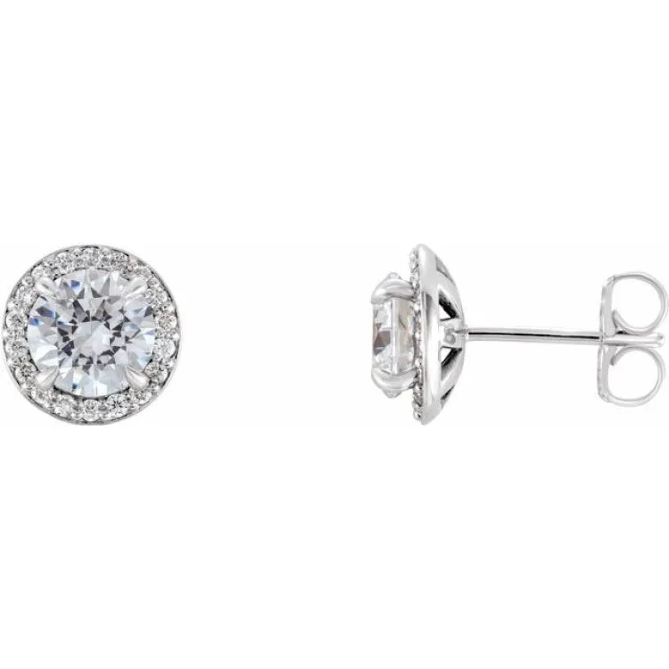 Platinum 5/8 CTW Natural Diamond Halo-Style Earrings