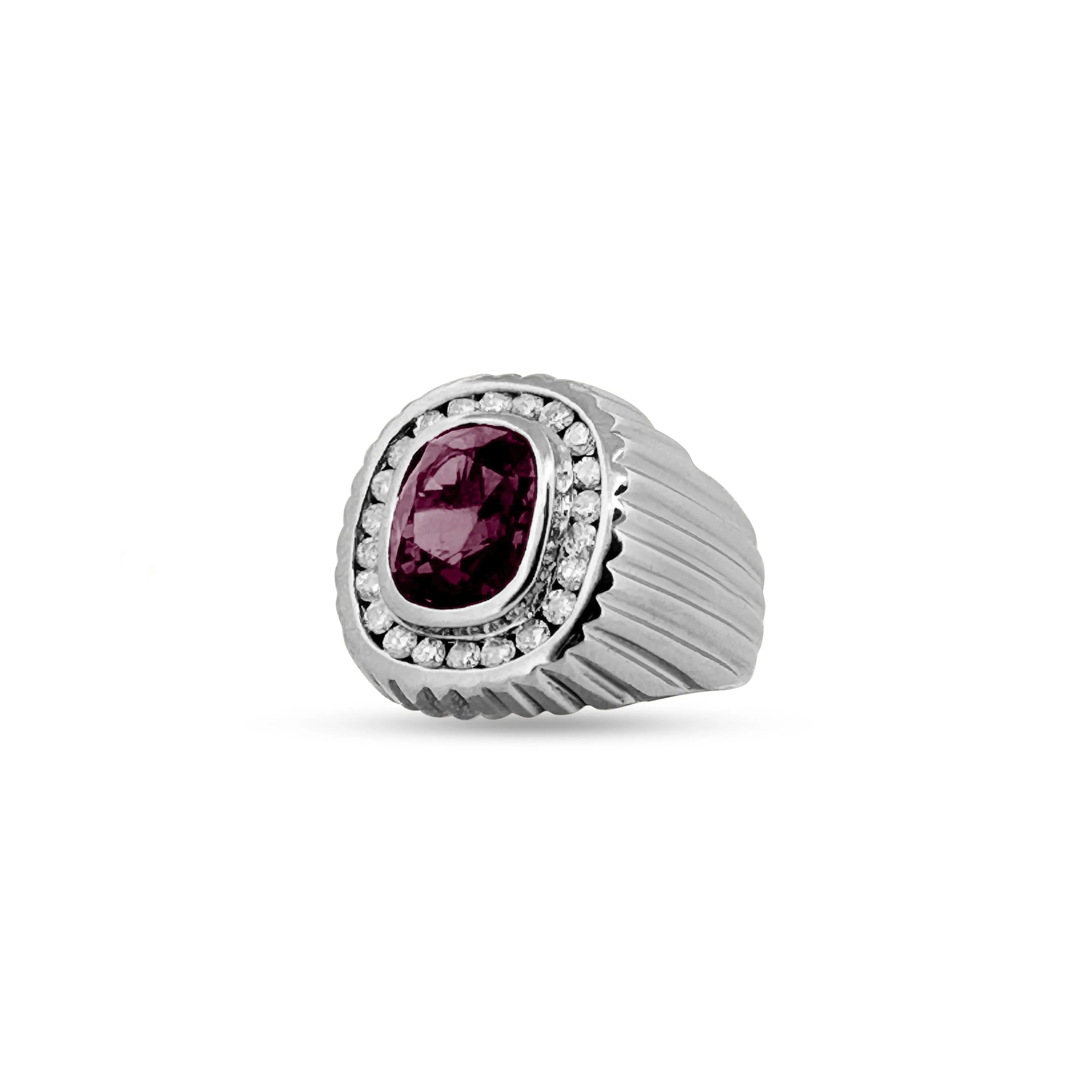 Purple Spinel and Diamond Cocktail Ring in 18k White Gold