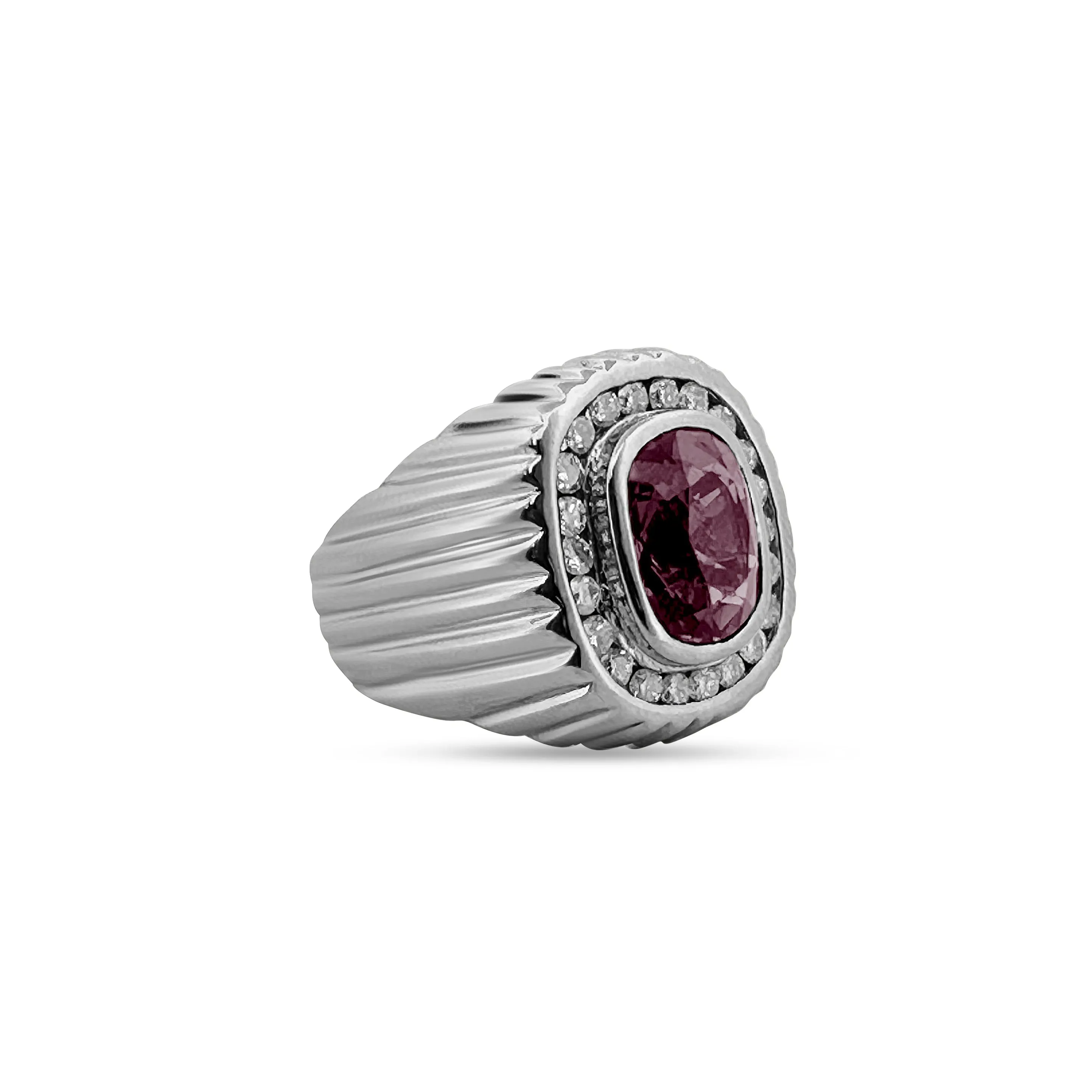 Purple Spinel and Diamond Cocktail Ring in 18k White Gold