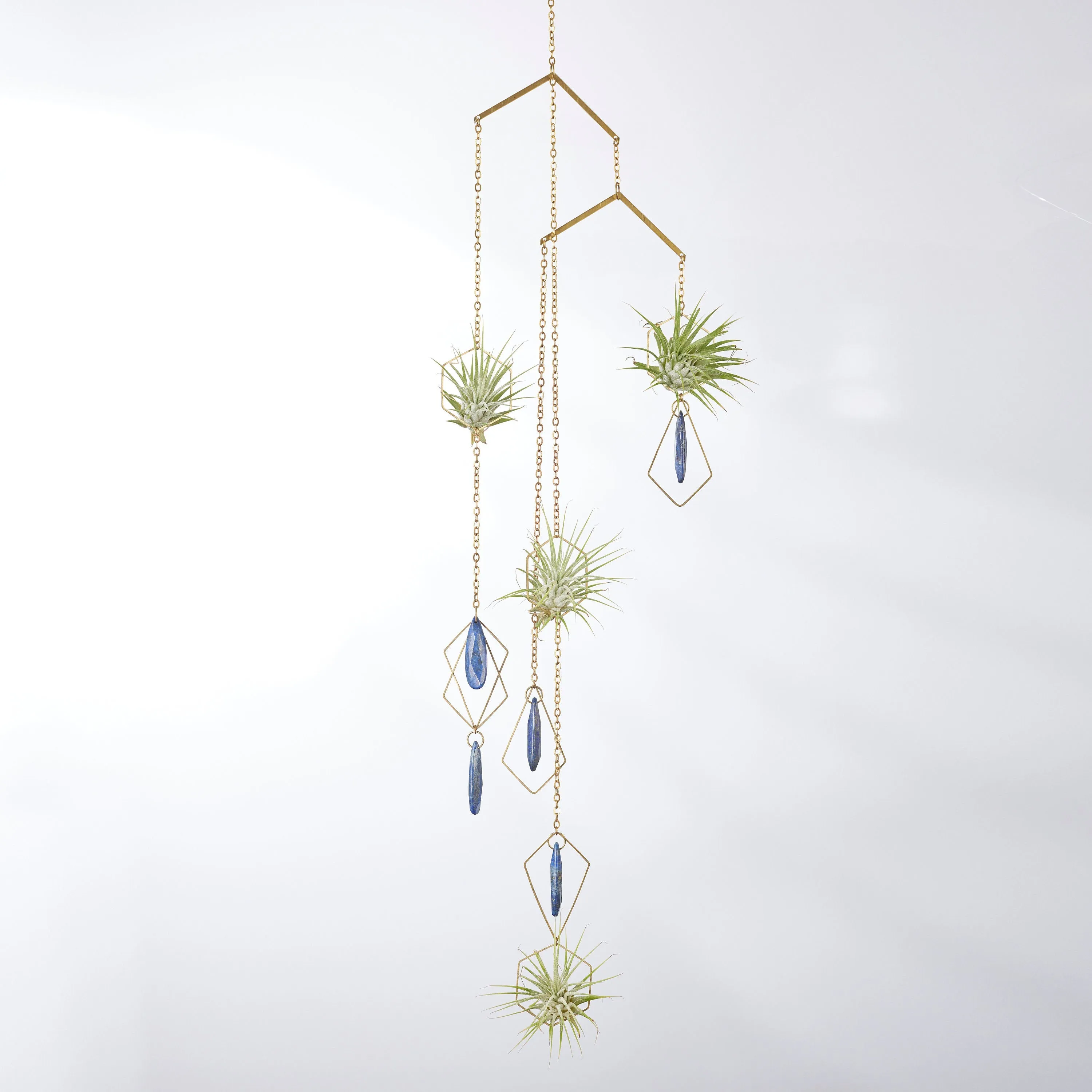 "Bijoux de Maison" Lapis Lazuli Hanging Air Plant Holder Mobile