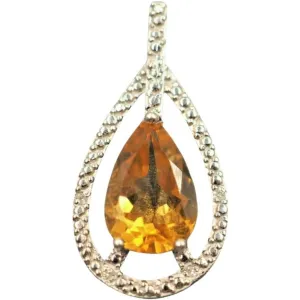 "Valentine's Radiance: 14k White Gold Citrine & Diamond Cocktail Pendant"