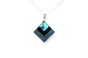 Raden Pendant Necklace - Moonlight on Water / Green Color / Medium Size-, Japanese Lacquer Jewelry, Kyoto Jewelry
