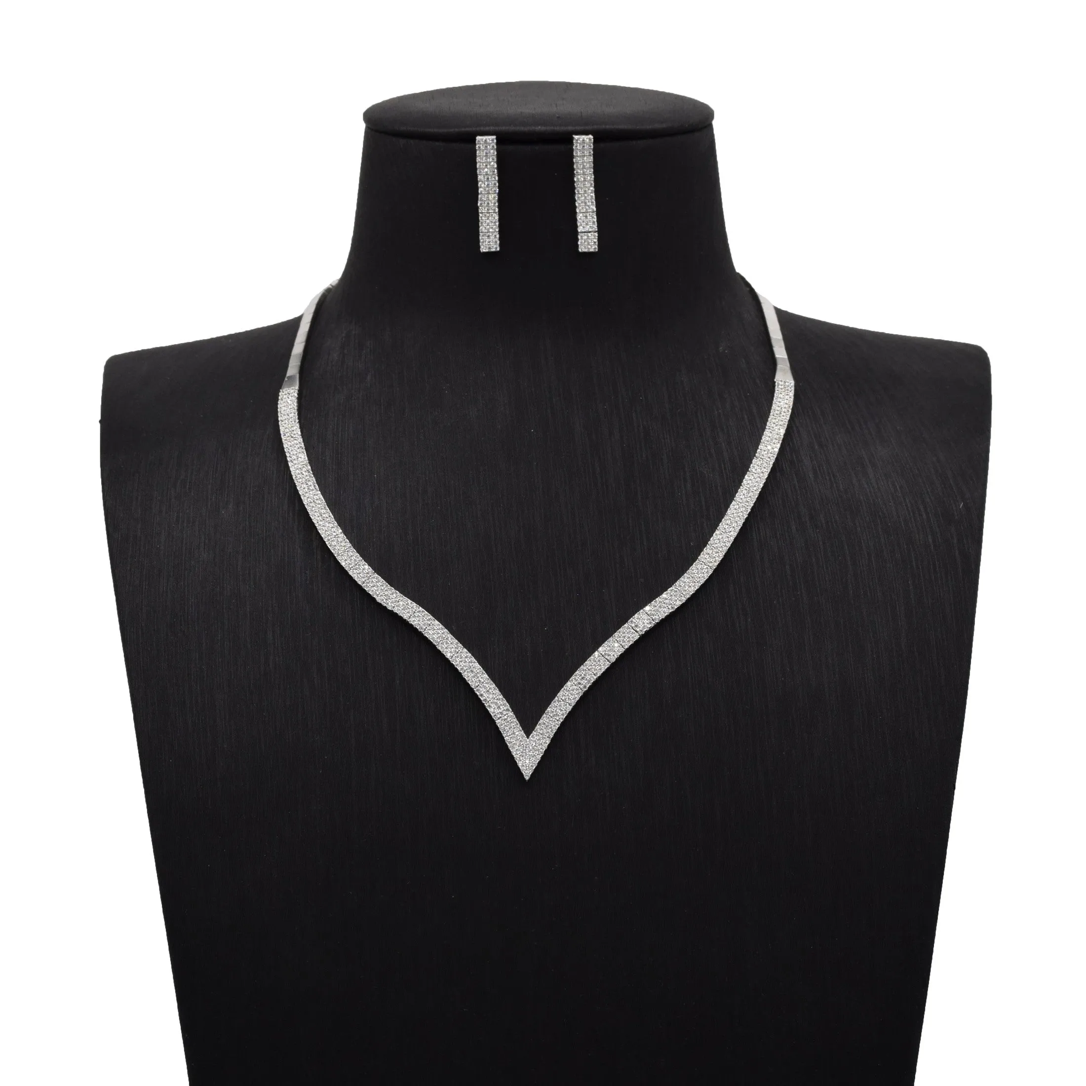 Radiant V-Shape Necklace and Earring Set