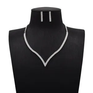 Radiant V-Shape Necklace and Earring Set