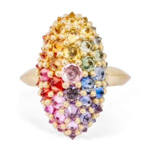 Rainbow Sputnik Cocktail Ring - Size 6 - 11219