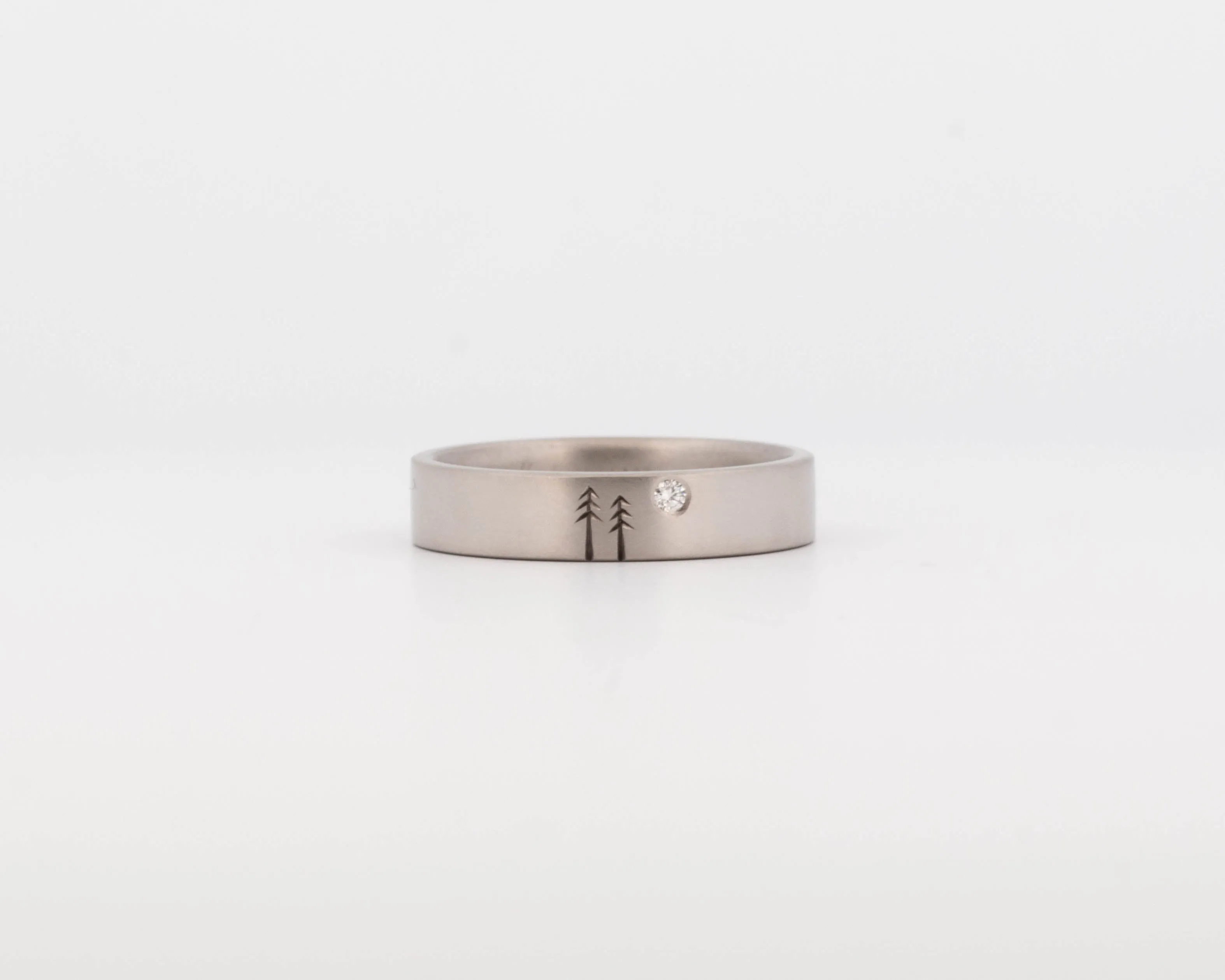 READY TO SHIP #327 - Woodland Ring with Single Diamond - Medium Size 5.5