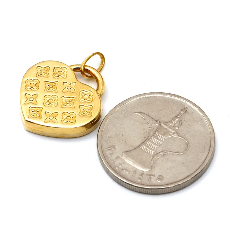 Real Gold GZLV Luxury Heart 2 Side 3D Pendant 0500/2KU P 1820