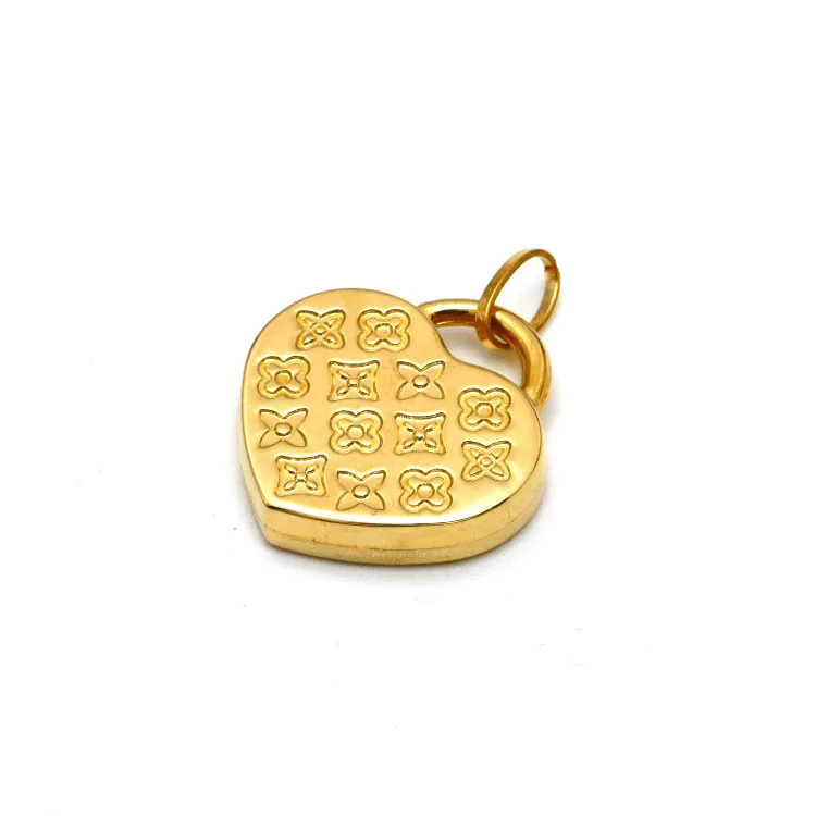 Real Gold GZLV Luxury Heart 2 Side 3D Pendant 0500/2KU P 1820