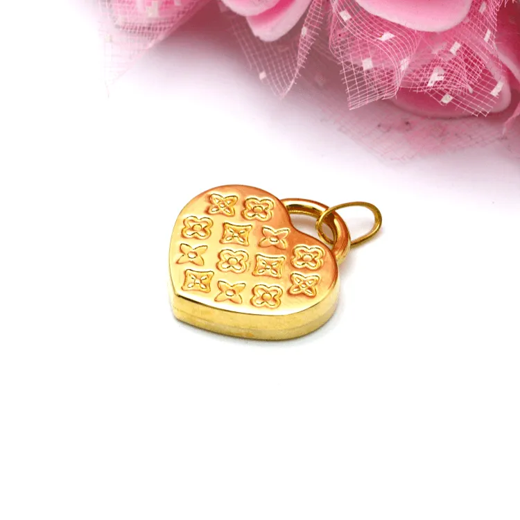 Real Gold GZLV Luxury Heart 2 Side 3D Pendant 0500/2KU P 1820