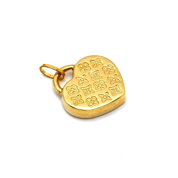 Real Gold GZLV Luxury Heart 2 Side 3D Pendant 0500/2KU P 1820