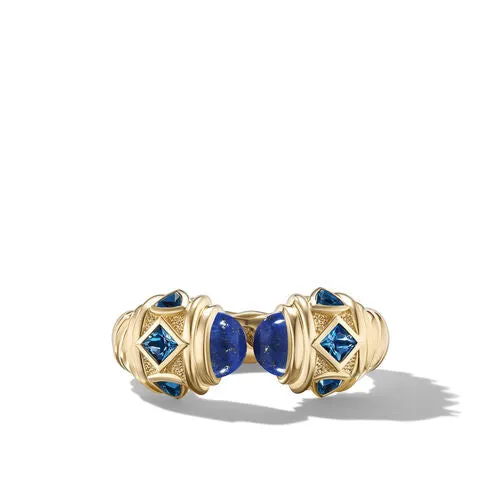 Renaissance Color Ring in 18K Yellow Gold with Lapis and Hampton Blue Topaz, Size 7