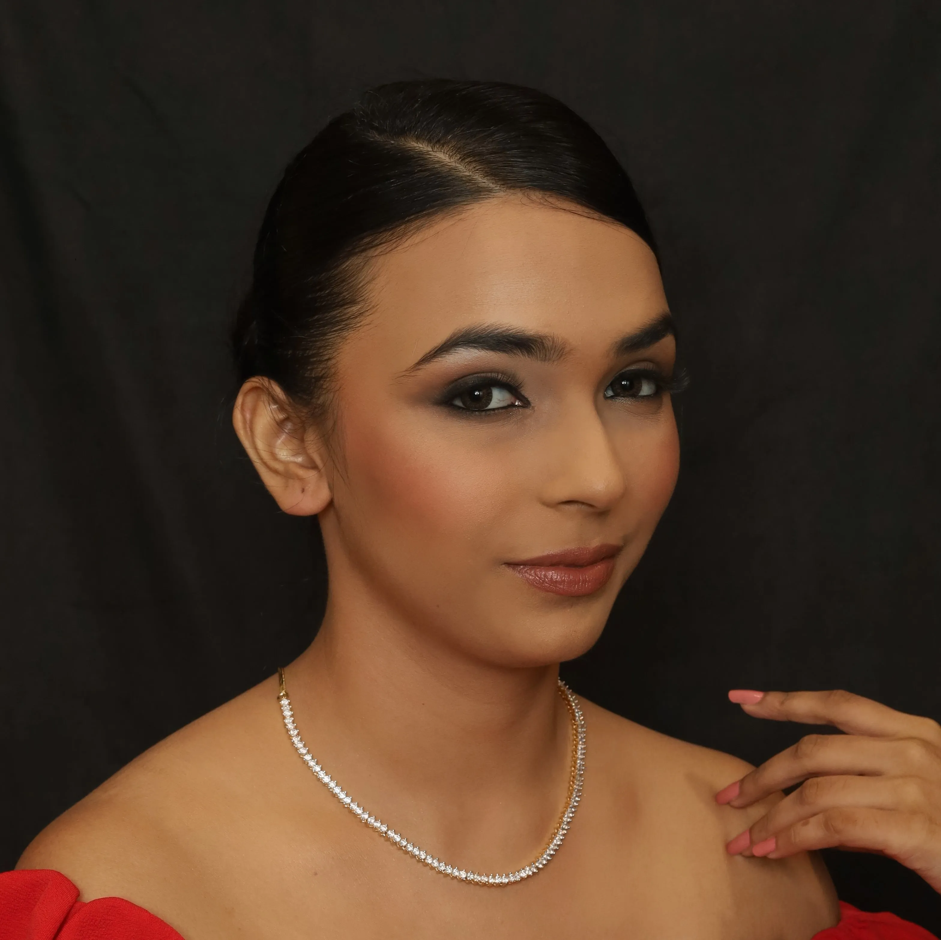 Round Neck Zircon/AD Necklace 6195-08