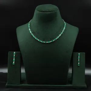 Round Neck Zircon/AD Necklace Set 12541-28