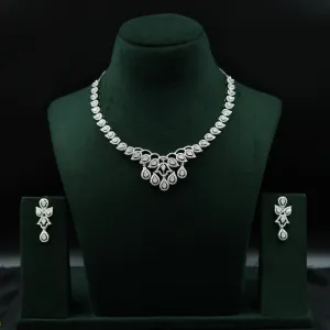 Round Neck Zircon/AD Necklace Set 4128-69