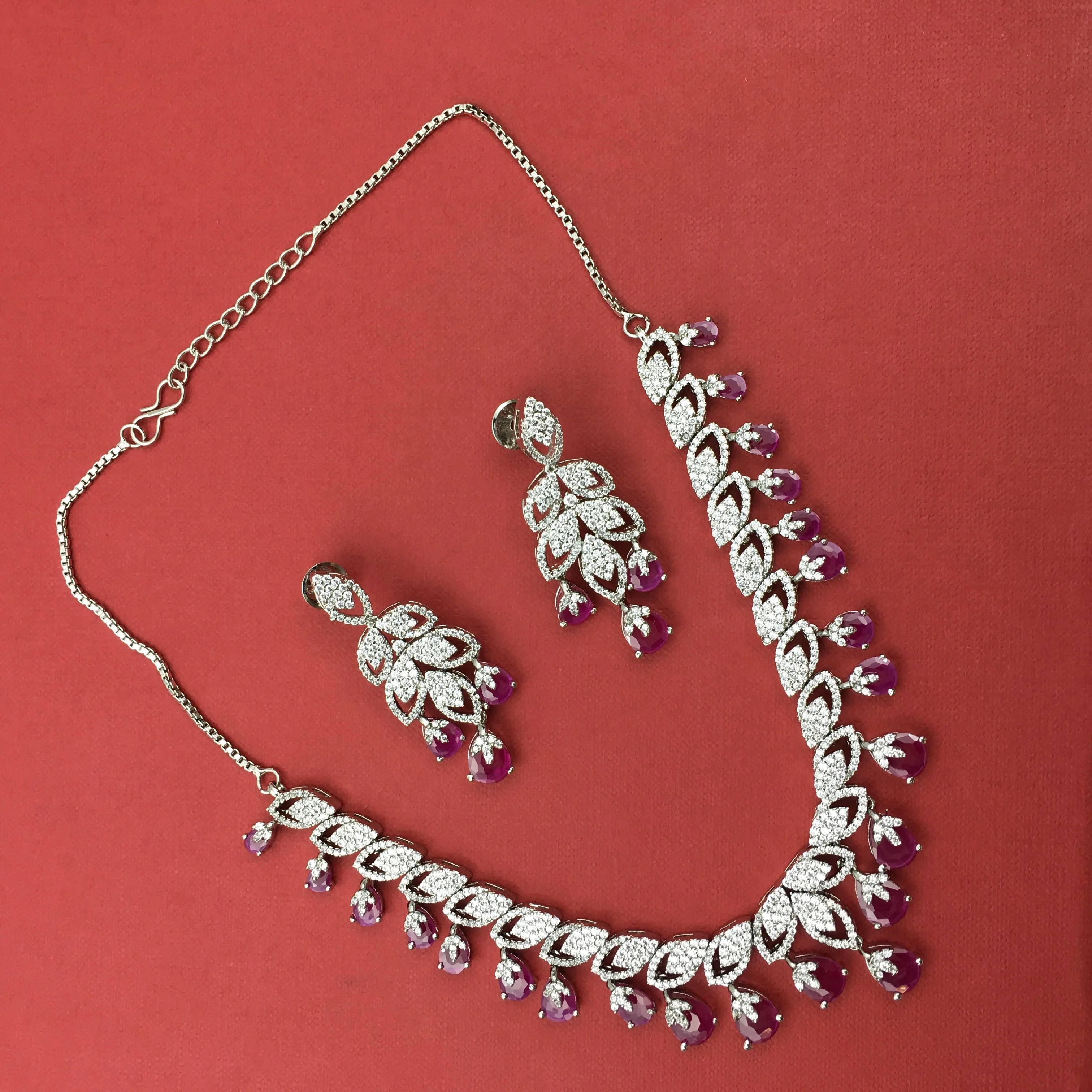 Round Neck Zircon/AD Necklace Set 8575-08