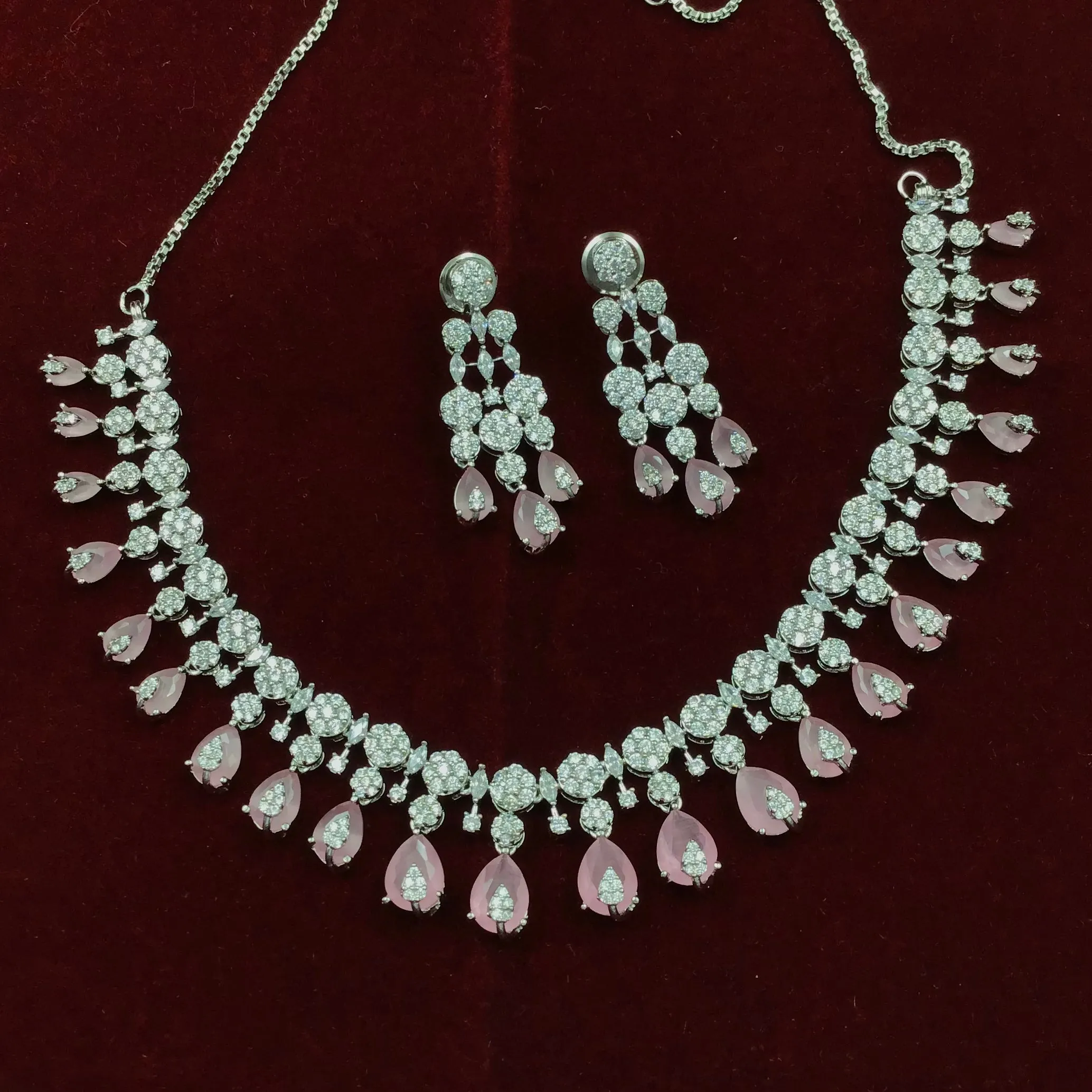 Round Neck Zircon/AD Necklace Set 8576-08