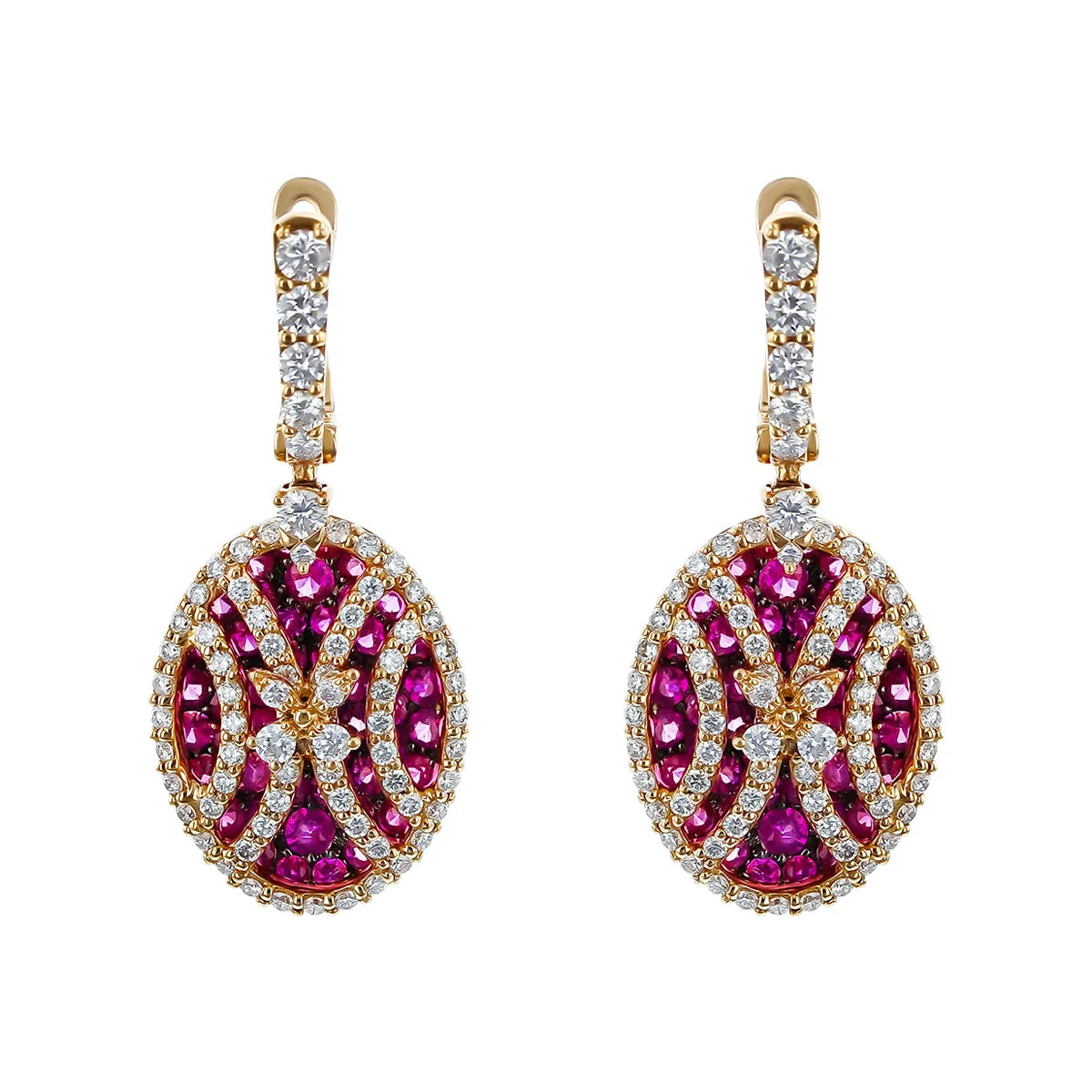 Salavetti Pink Sapphire and Diamond Drop Earrings