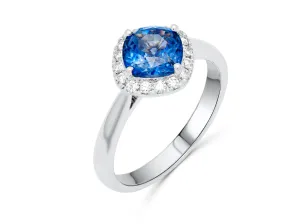 Sapphire Cushion Cut Day-Dream Platinum Ring