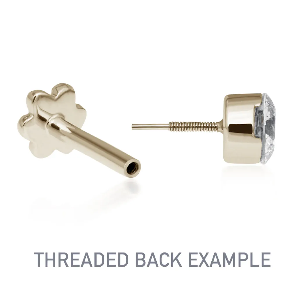 Scalloped Set Genuine Diamond Threaded Stud Earring by Maria Tash in 18K Gold. Flat Stud.
