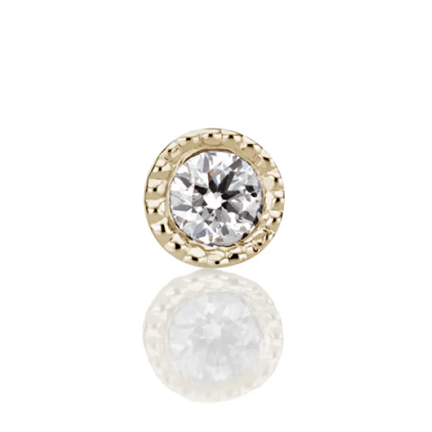 Scalloped Set Genuine Diamond Threaded Stud Earring by Maria Tash in 18K Gold. Flat Stud.