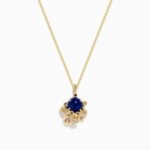 Seaside 14K Yellow Gold Lapis Lazuli Octopus Pendant