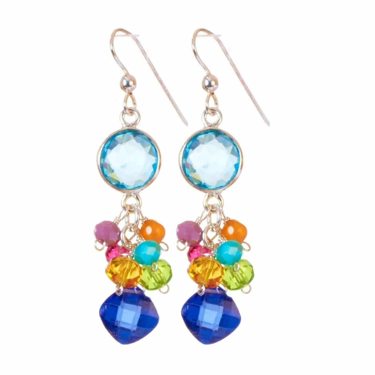 Sienna Bezel and Square Colorful Gems Earrings