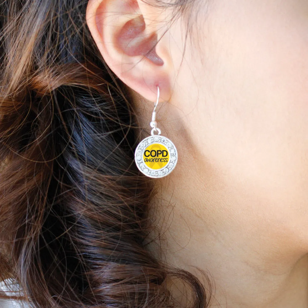 Silver COPD Awareness Circle Charm Dangle Earrings