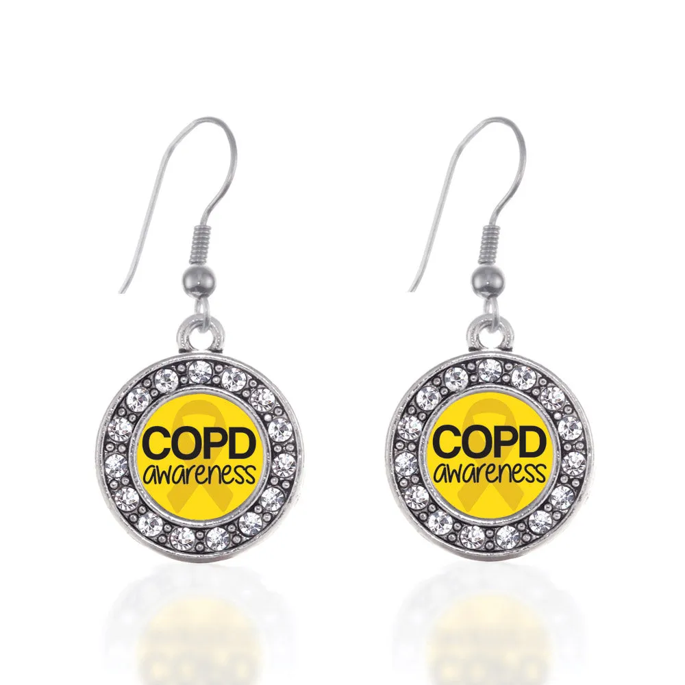 Silver COPD Awareness Circle Charm Dangle Earrings