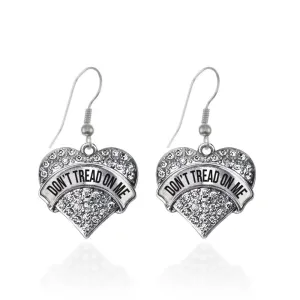 Silver Don't Tread on Me Pave Heart Charm Dangle Earrings
