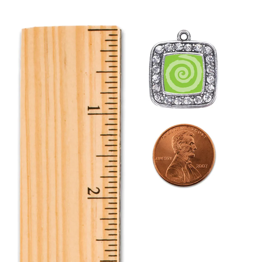 Silver Essential Tremor Symbol Square Charm Dangle Earrings