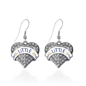 Silver Navy Blue and Gold Little Pave Heart Charm Dangle Earrings