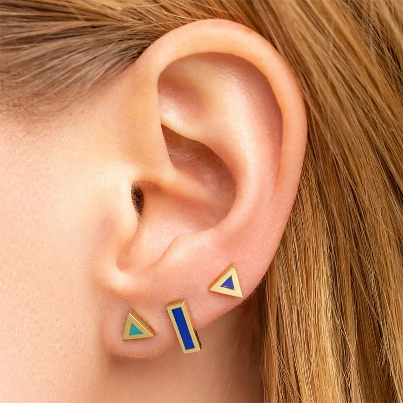 Single Lapis Inlay Bar Stud