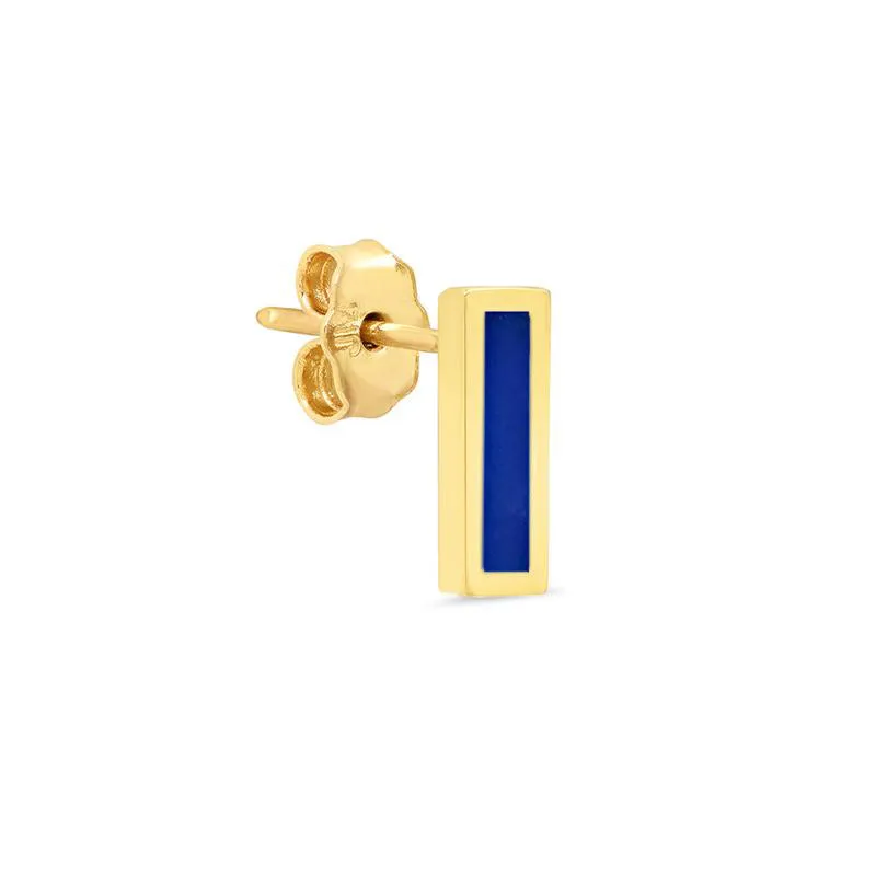 Single Lapis Inlay Bar Stud