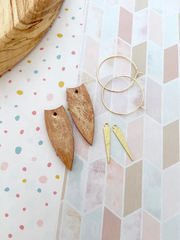 Small Wood Dangle Drops