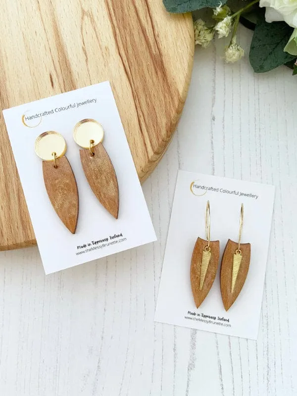 Small Wood Dangle Drops