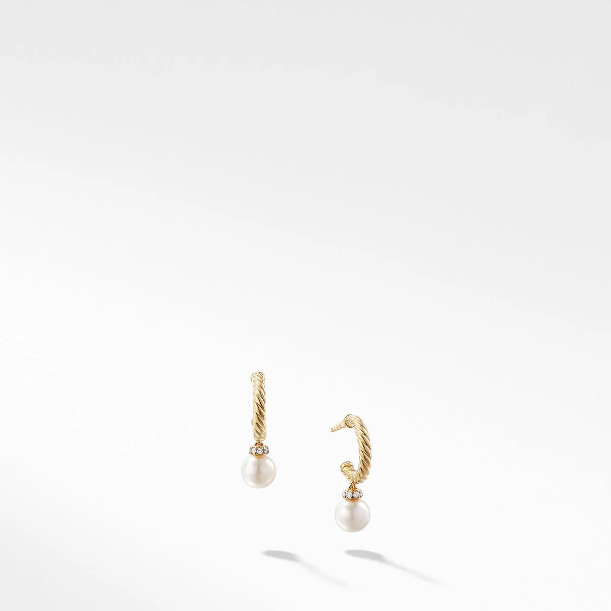 Solari Hoop Earrings with Cultured Pearl and Diamonds in 18K Gold