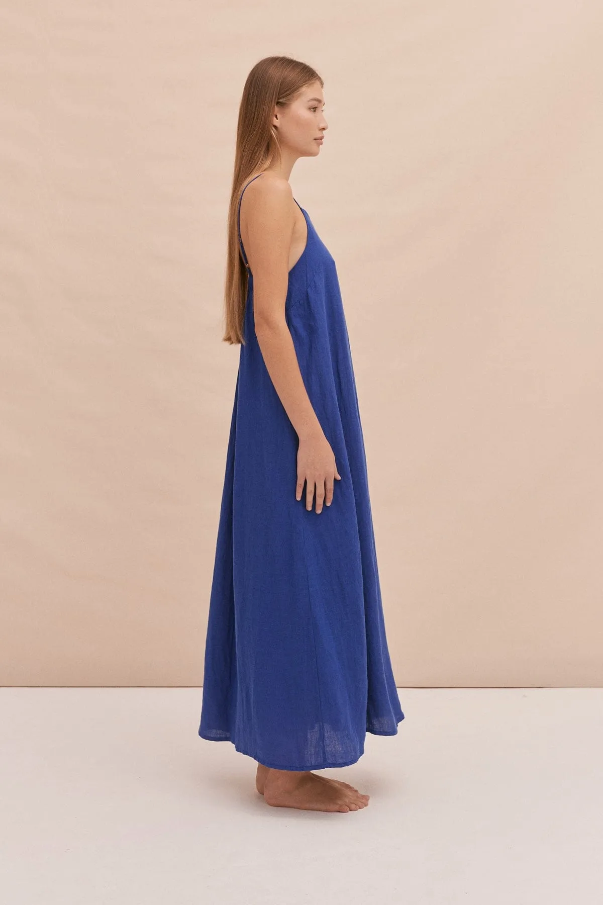 Square Nightie Lazuli Cobalt Blue Linen