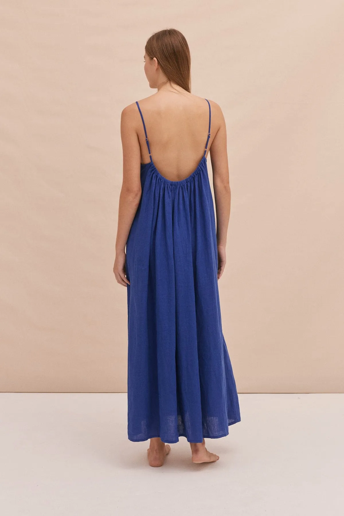 Square Nightie Lazuli Cobalt Blue Linen