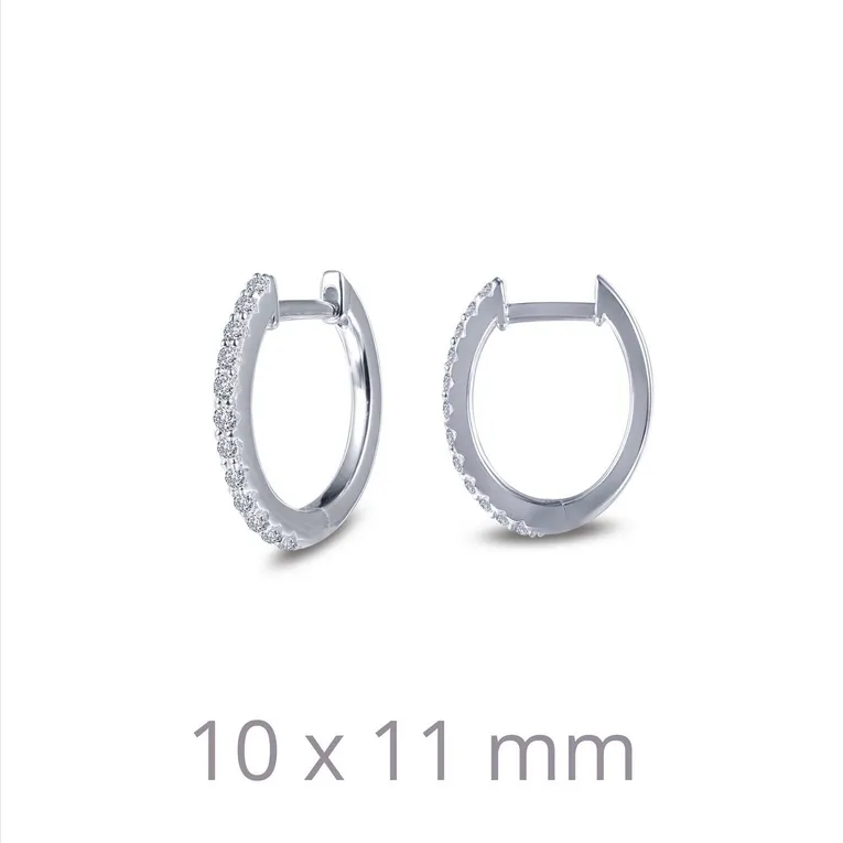 Sterling Silver 10x11mm Simulated Diamond Hoop Earrings