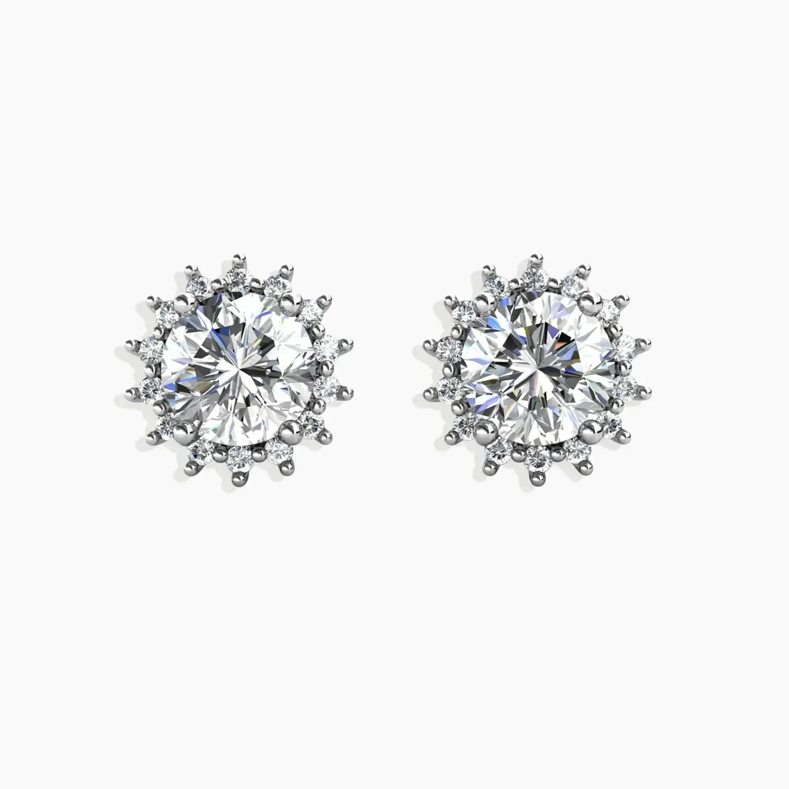 Sunburst Moissanite Round Stud Earrings - Sterling SIlver - Irosk Australia®