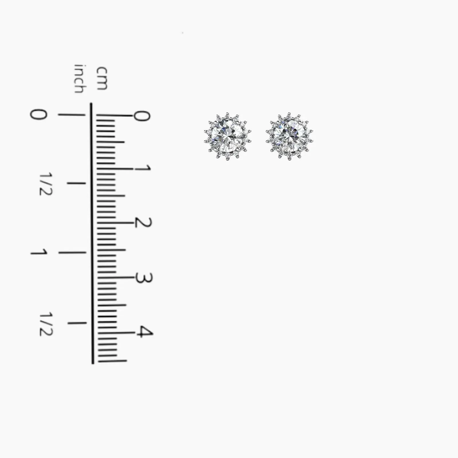 Sunburst Moissanite Round Stud Earrings - Sterling SIlver - Irosk Australia®