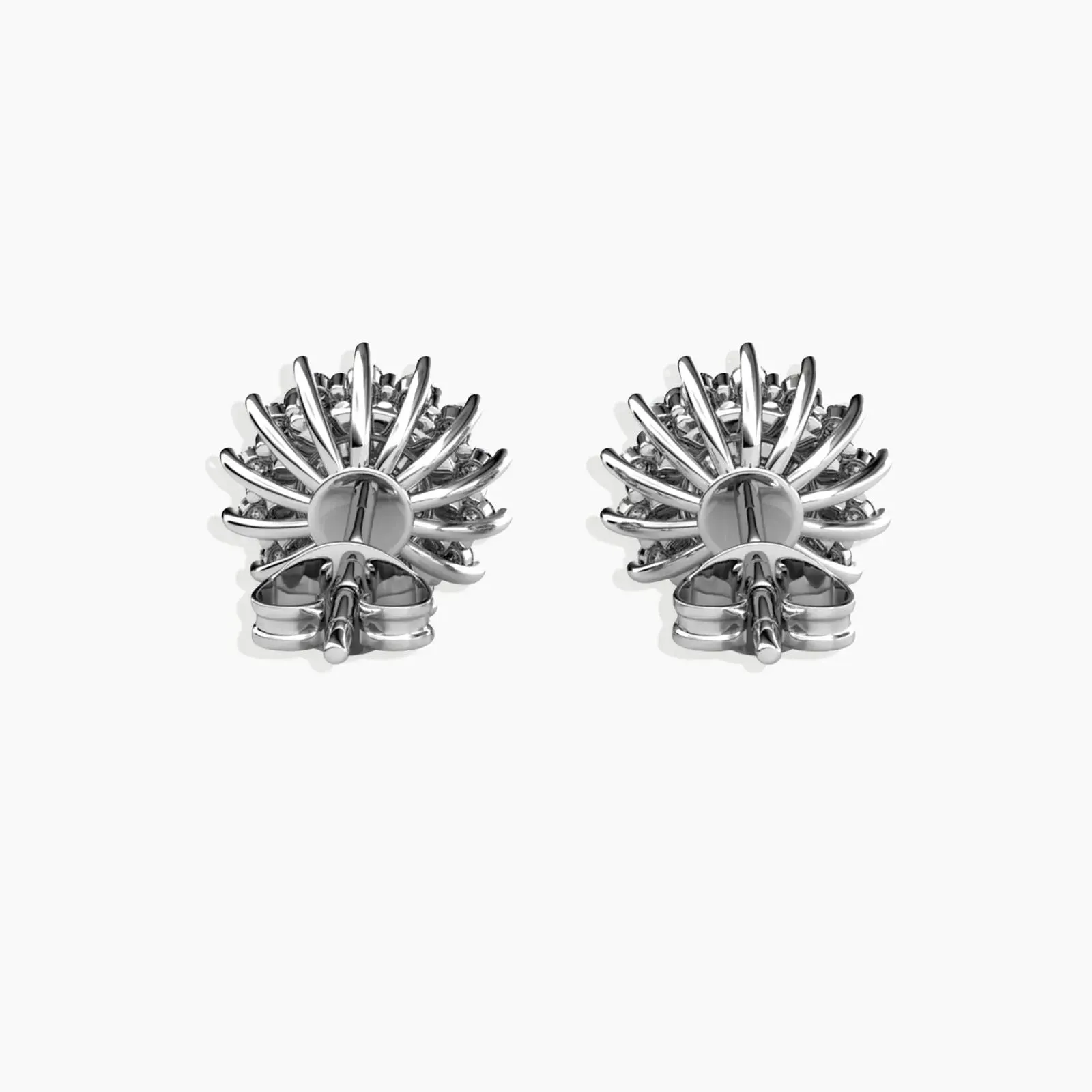 Sunburst Moissanite Round Stud Earrings - Sterling SIlver - Irosk Australia®