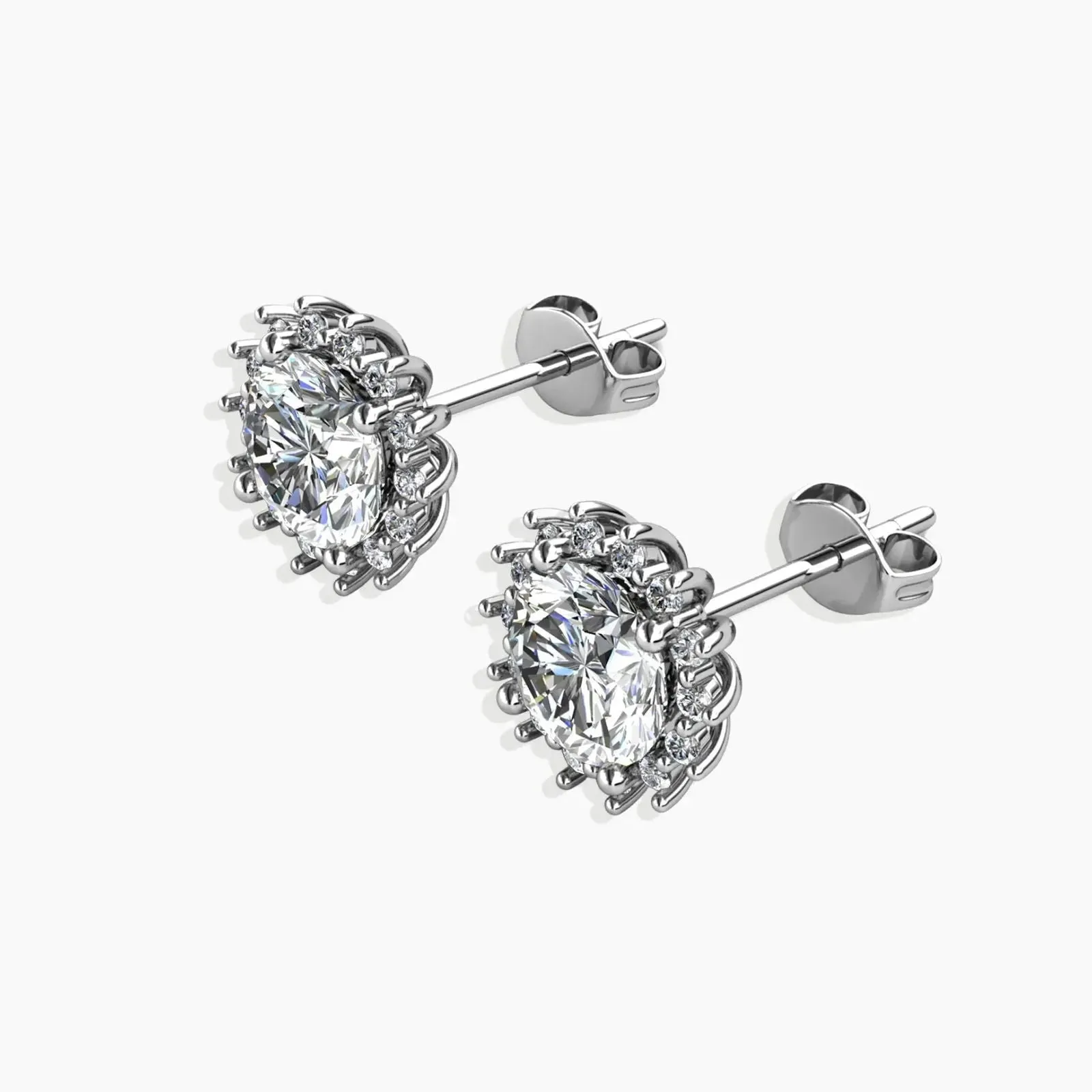 Sunburst Moissanite Round Stud Earrings - Sterling SIlver - Irosk Australia®