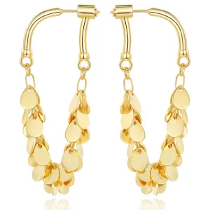 Tassel Dangle Drop Earrings-14K Gold Sequin Earrings
