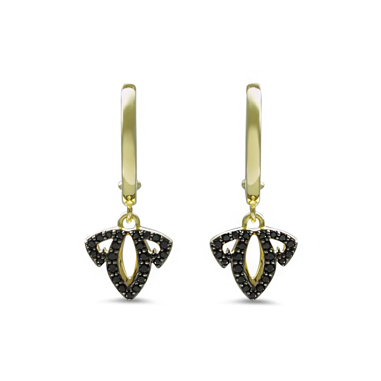 Tiara Pavé Charm Hoop Earring - 18K Gold Vermeil   CZ Noir