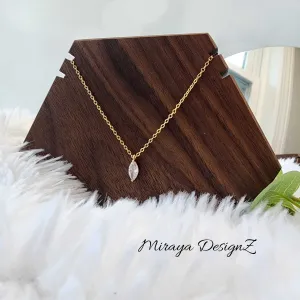Tiny Zircon Leaf Necklace